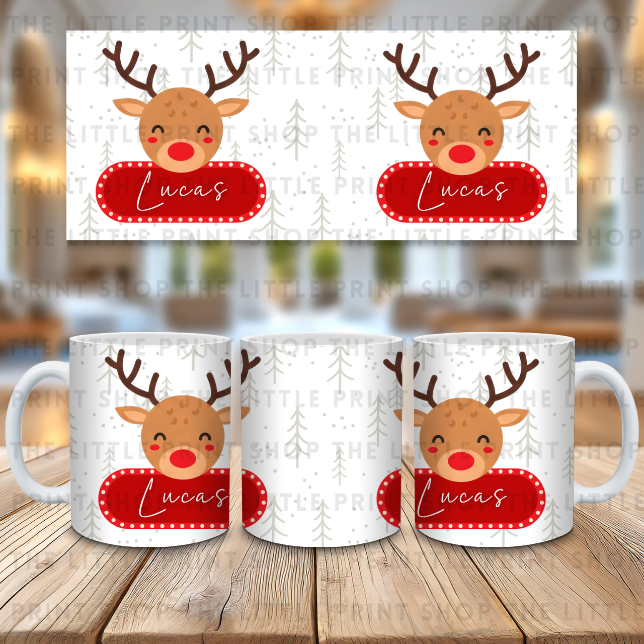 Reindeer - Custom Name - 11oz Sublimation Wrap