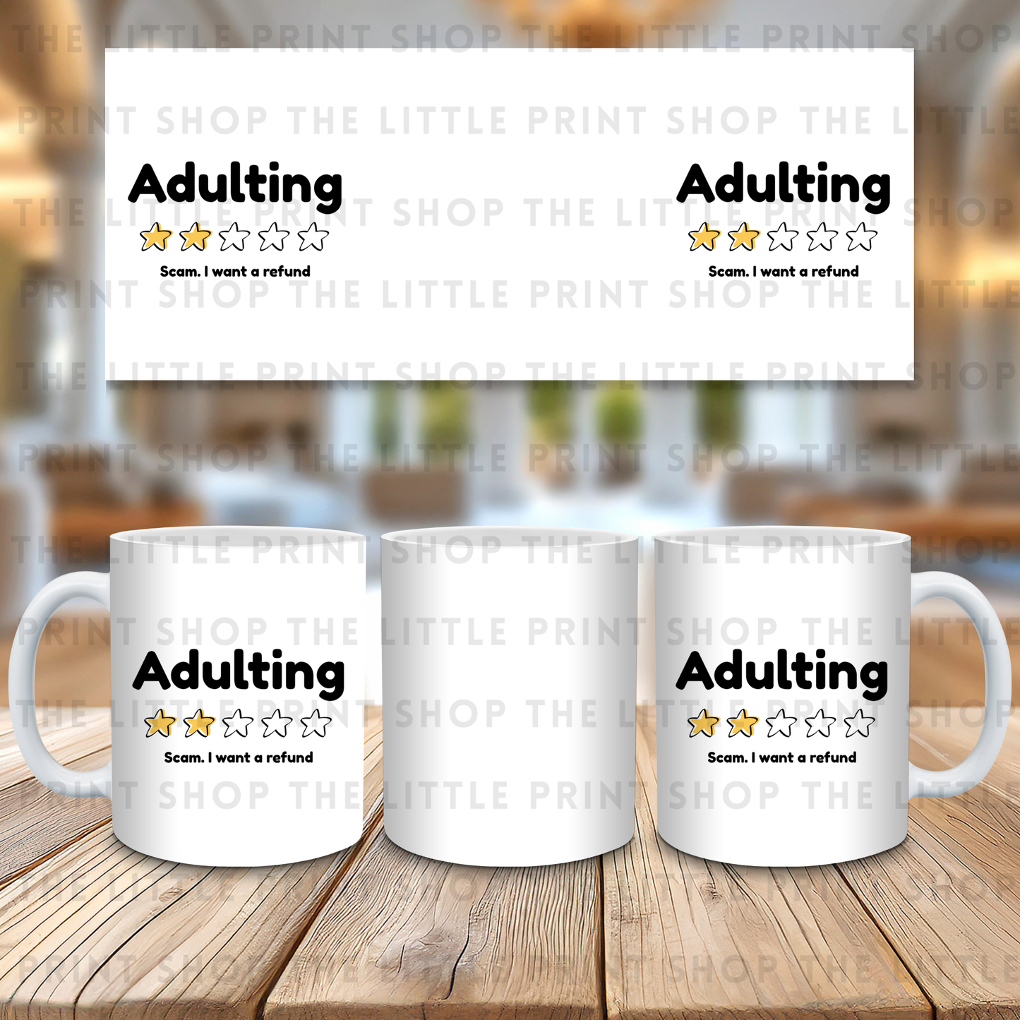 Adulting - Scam - 11oz Sublimation Wrap