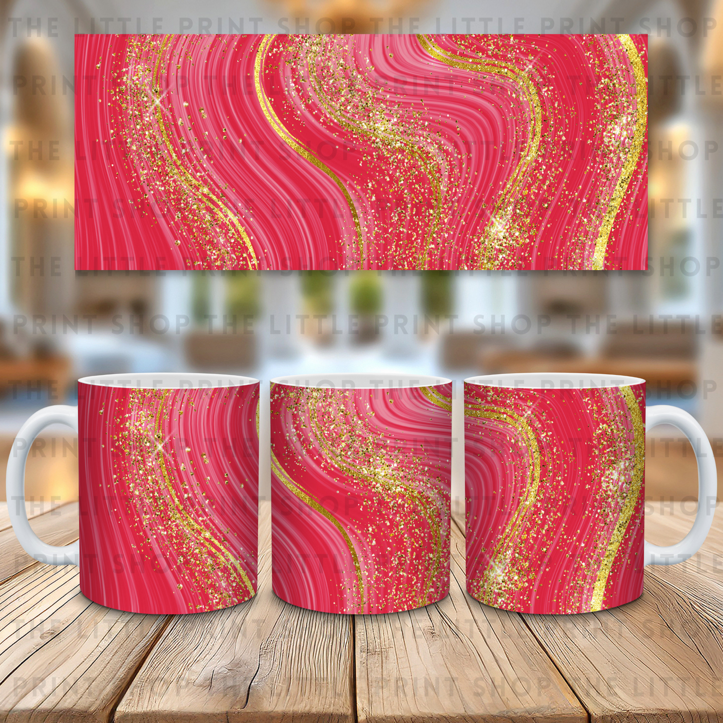 Marble Glitter Swirls - Red - 11oz Sublimation Wrap