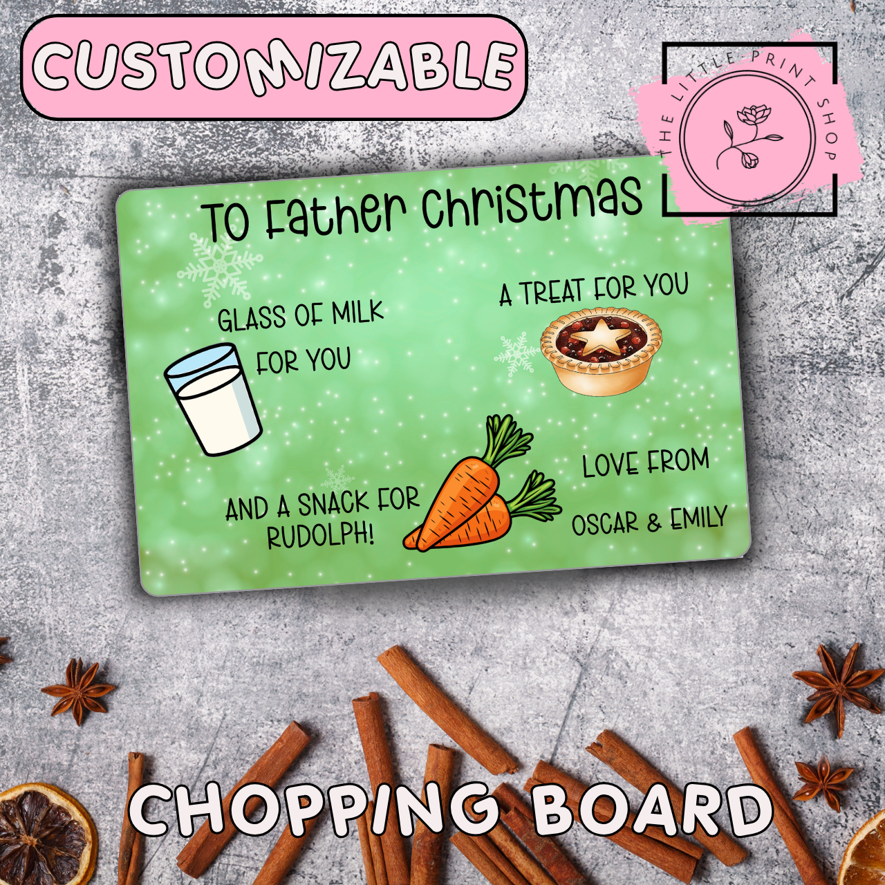 To Father Christmas - Custom Name Add On - Sublimation A4 Print