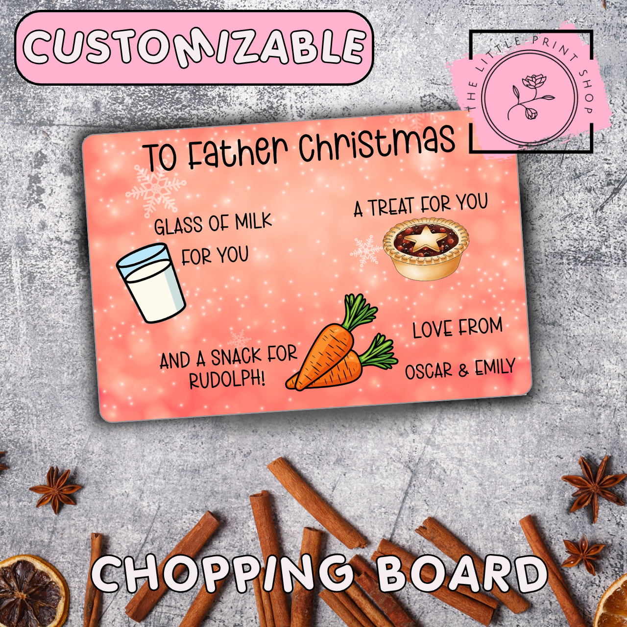 To Father Christmas - Custom Name Add On - Sublimation A4 Print