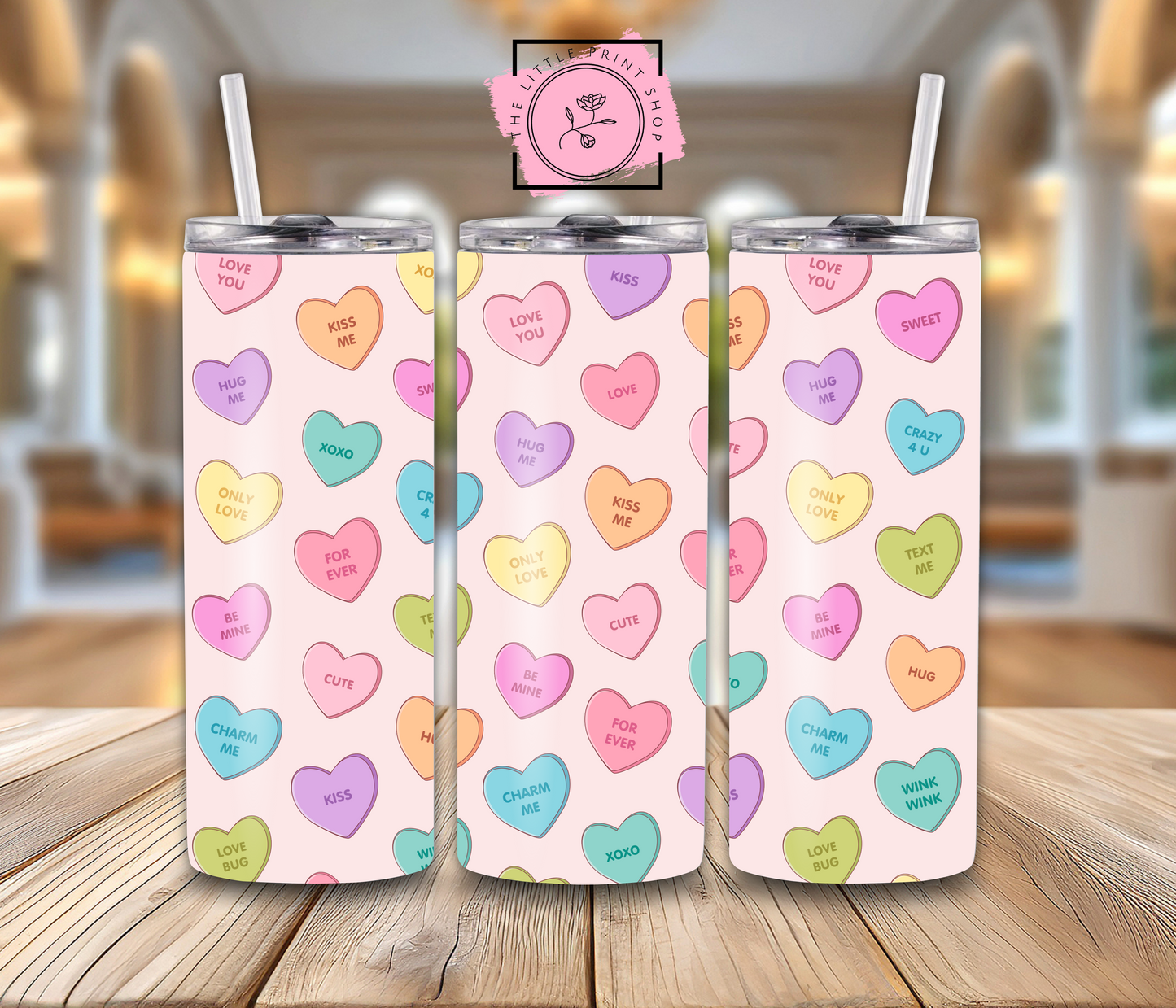 Kiss Me Love Heart Sweets - 20oz Sublimation Wrap