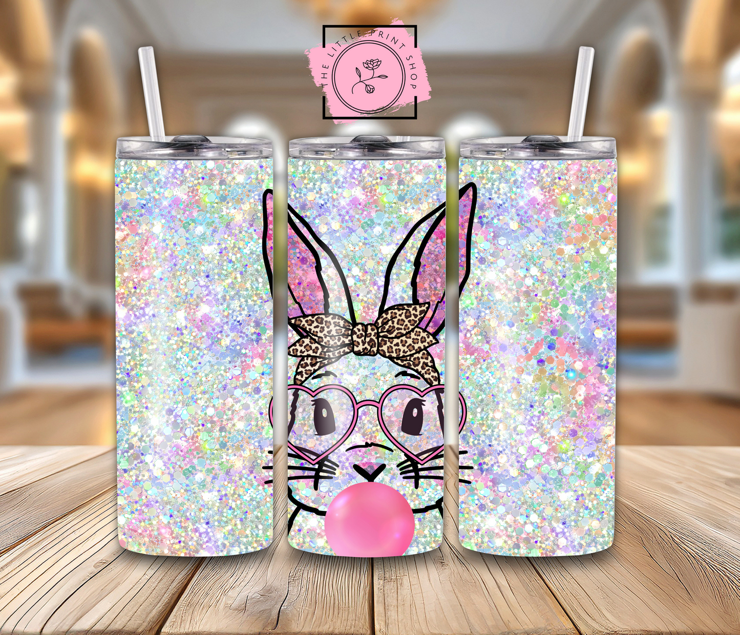 Glitter Bubble-gum Bunny - 20oz Sublimation Wrap