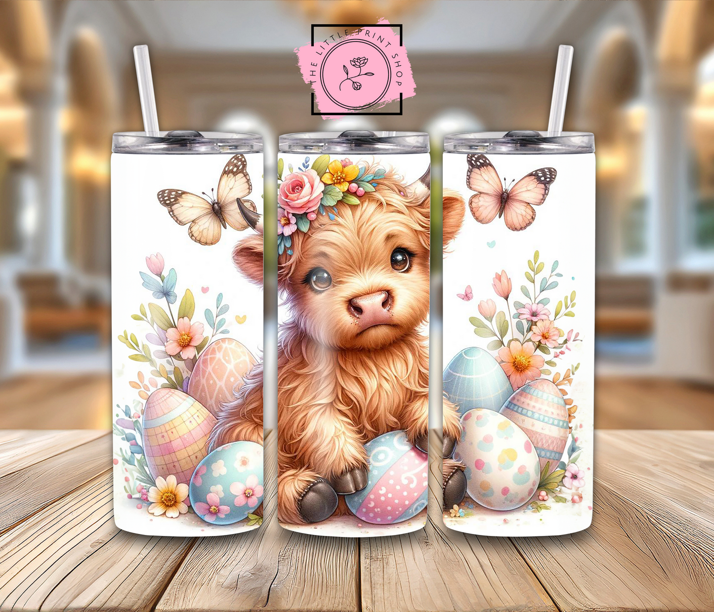 Easter Highland Cow - 20oz Sublimation Wrap