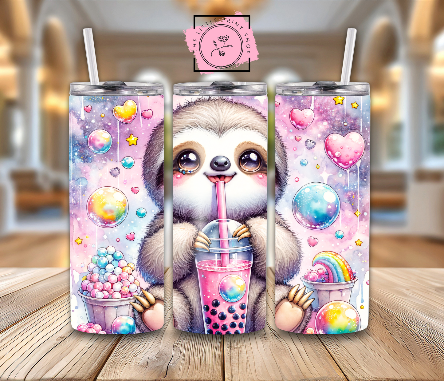 Sloth Bubble Tea - 20oz Sublimation Wrap