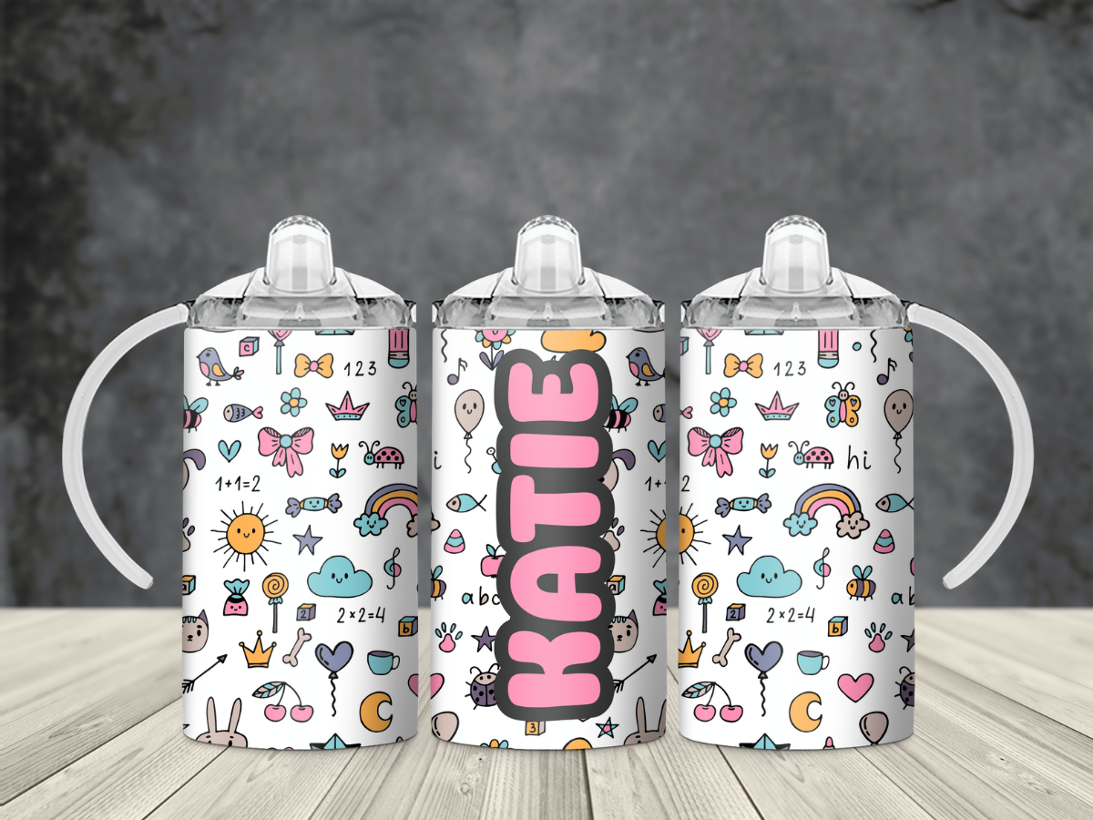 Cute Icons - Custom Name - 12oz Sublimation Wrap