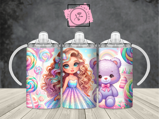 Princess Girl & Purple Bear - 12oz Sublimation Wrap