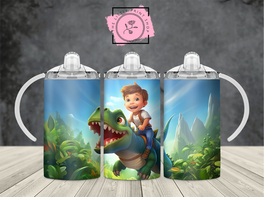 Boy & Green Dino - 12oz Sublimation Wrap