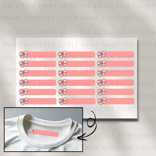 Clothing Label - Bows - DTF Transfer Sheet of 18
