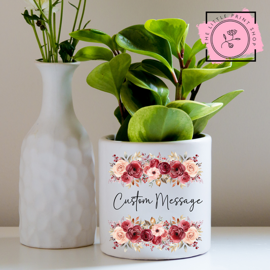 Red Floral Border - Custom Message - UV DTF 4 inch Decals