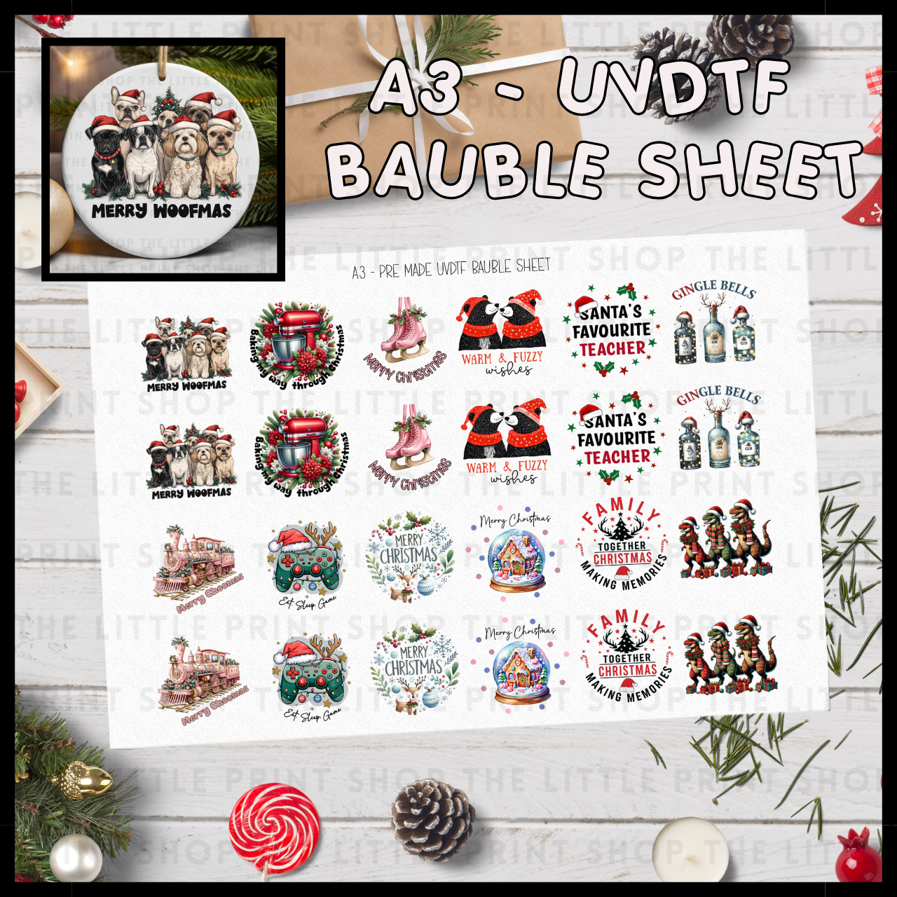 A3 Premade Bauble Decal Sheet