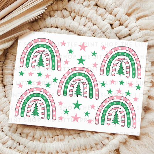 Green & Pink Rainbows - UV DTF A4 Decal Sheet