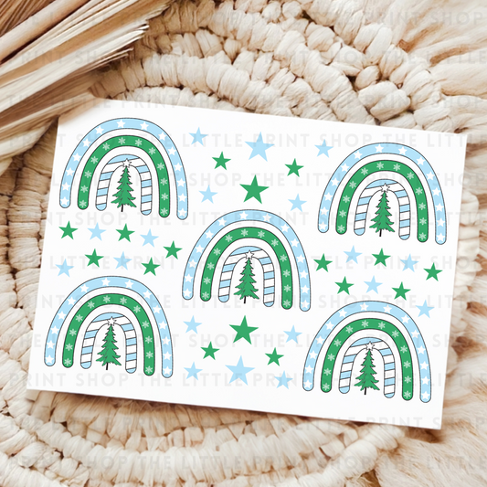Blue & Green Rainbows - UV DTF A4 Decal Sheet