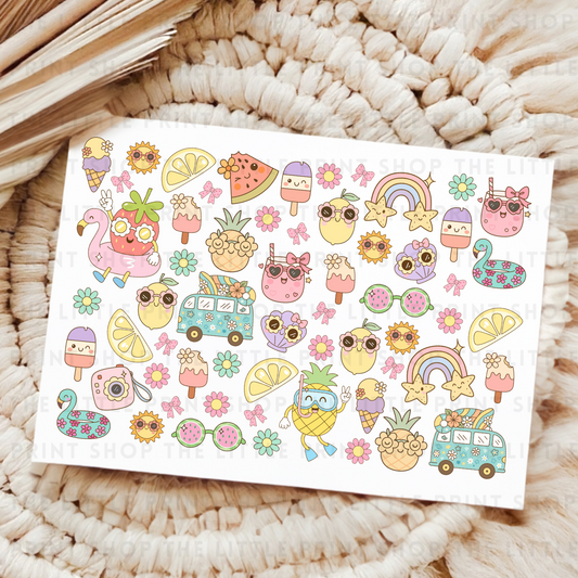 Summer Icons - UV DTF A4 Decal Sheet