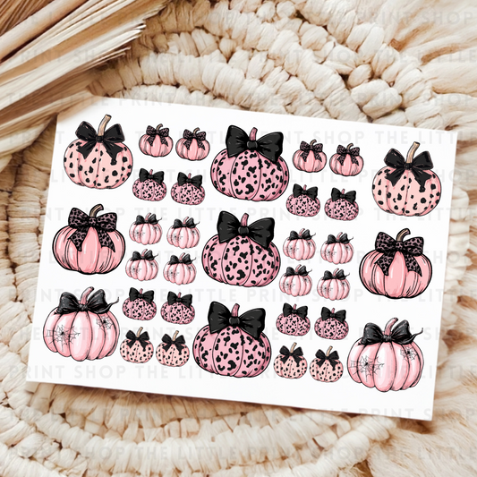 Pink Pumpkins - UV DTF A4 Decal Sheet