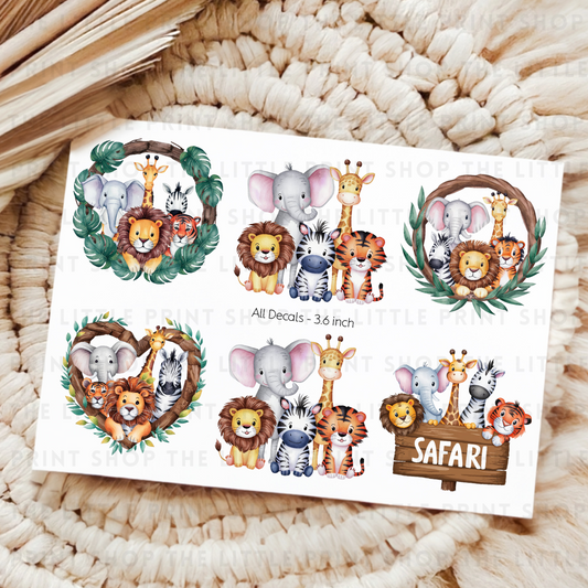 Safari Animals - UV DTF A4 Decal Sheet