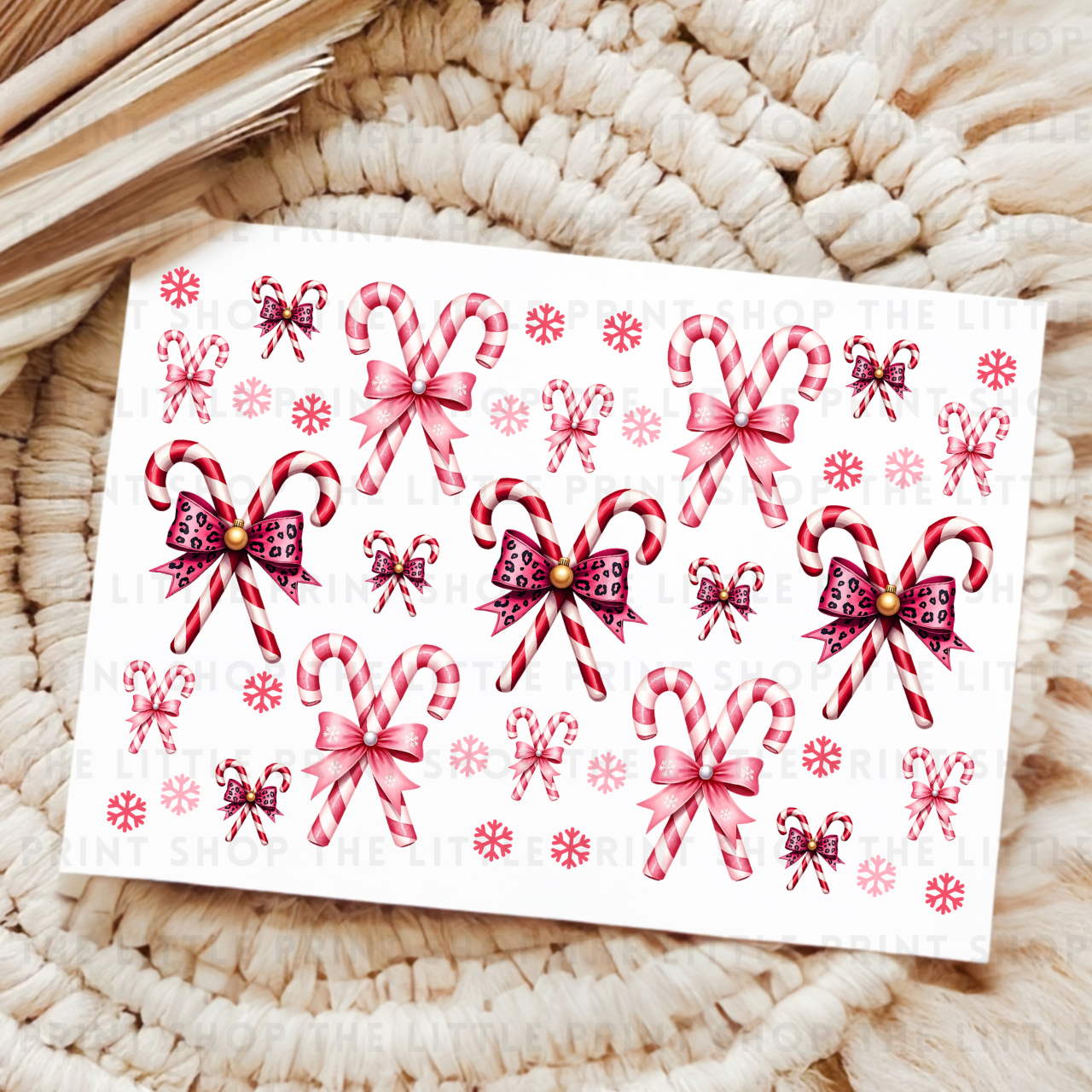Pink Candy Canes - UVDTF A4 Transfer Sheet