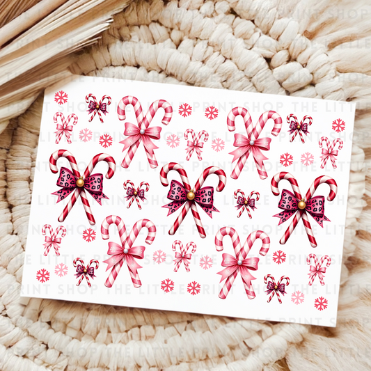 Pink Candy Canes - UVDTF A4 Transfer Sheet
