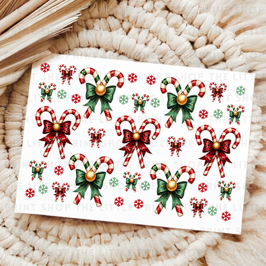 Green & Red Candy Canes - UVDTF A4 Transfer Sheet