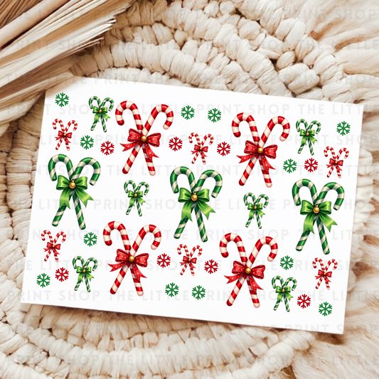 Green Candy Canes - UVDTF A4 Transfer Sheet