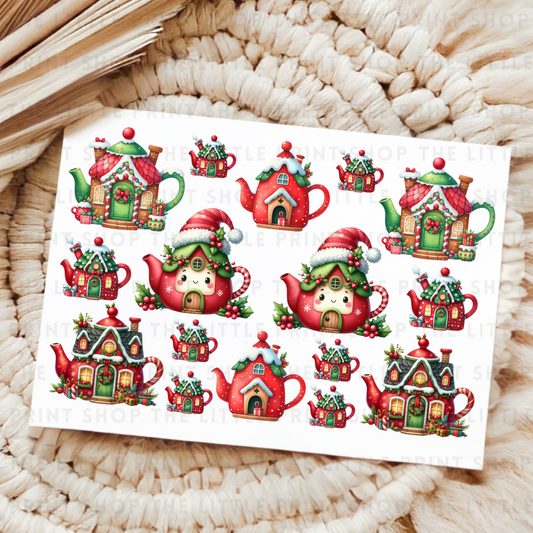 Christmas Tea Pots - UVDTF A4 Transfer Sheet