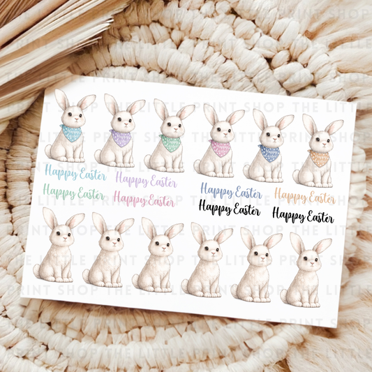 Easter Bunnies - UV DTF A4 Decal Sheet