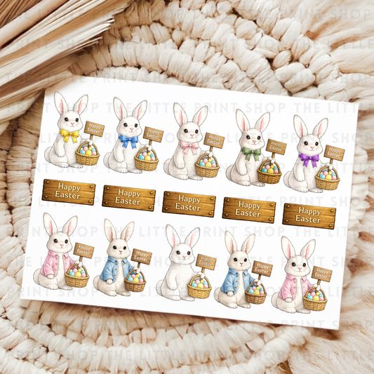 Easter Bunnies - UV DTF A4 Decal Sheet