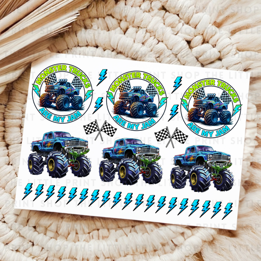 Monster Trucks - UV DTF A4 Decal Sheet