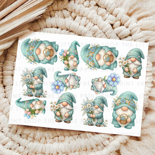Spring Gnomes - UV DTF A4 Decal Sheet