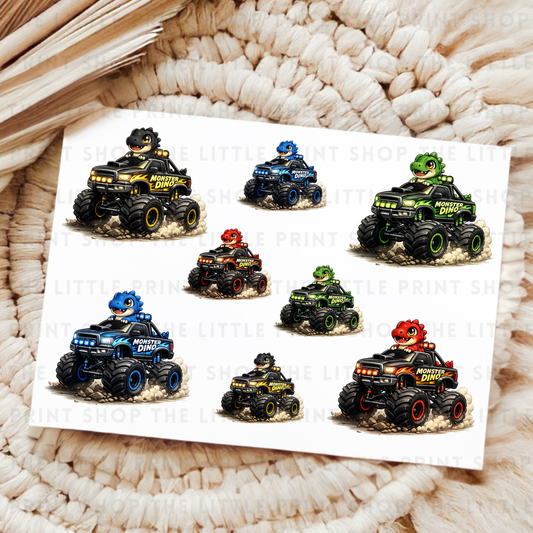 Dino Trucks - UV DTF A4 Decal Sheet