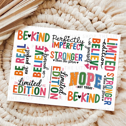 Be Kind - UV DTF A4 Decal Sheet