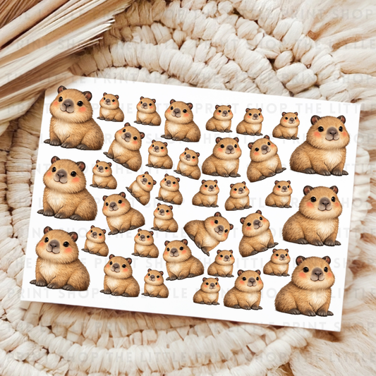Capybara - UV DTF A4 Decal Sheet