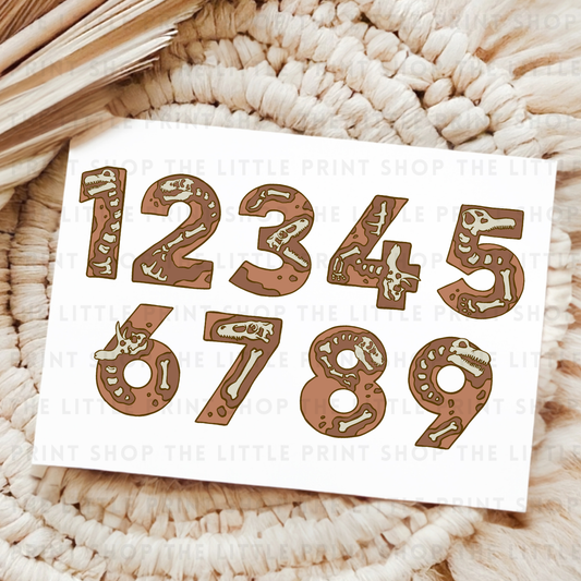 Fossil Numbers - UV DTF A4 Decal Sheet