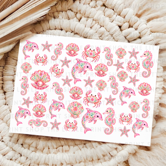 Pink Sea Shells - UV DTF A4 Decal Sheet