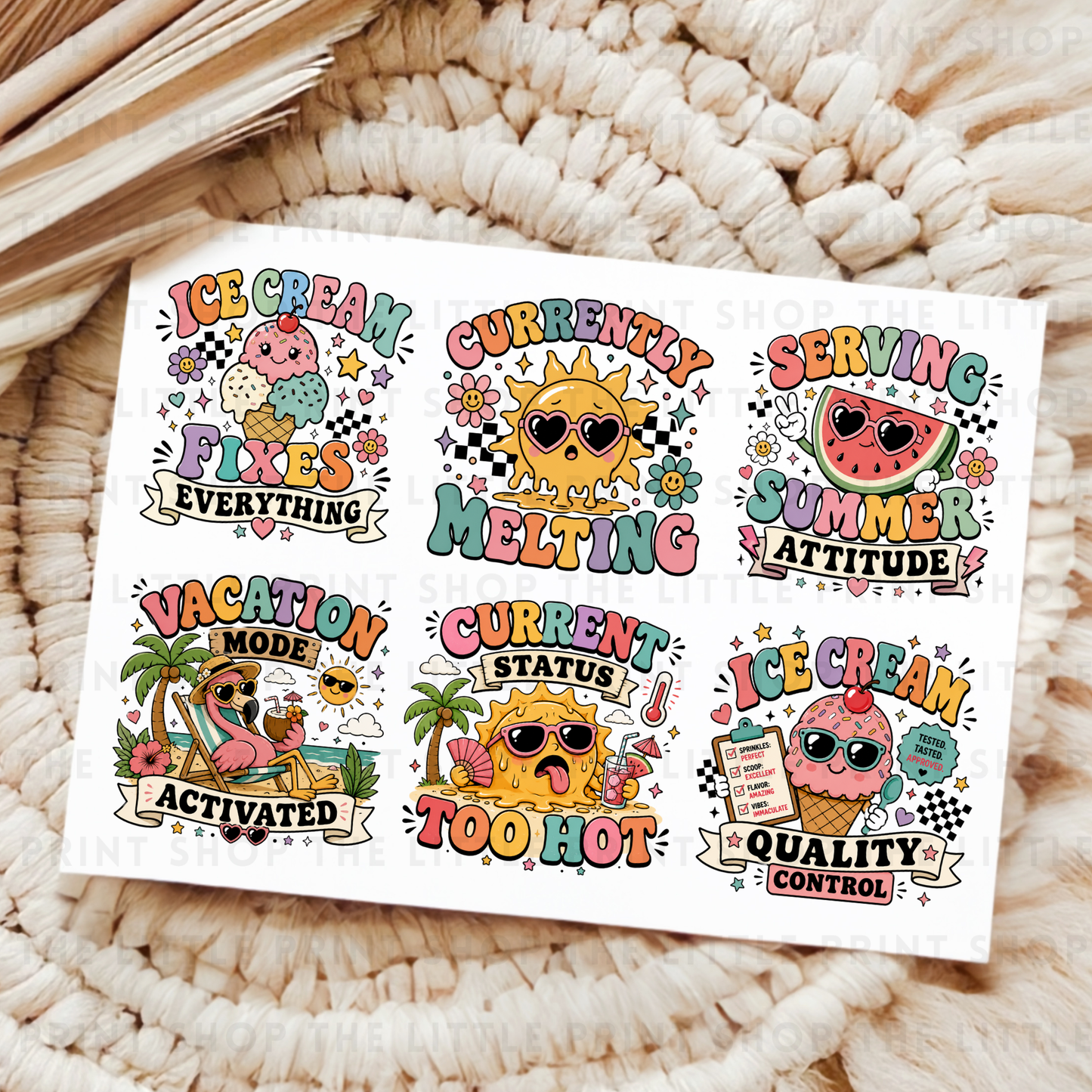 Summer Icons - UV DTF A4 Decal Sheet