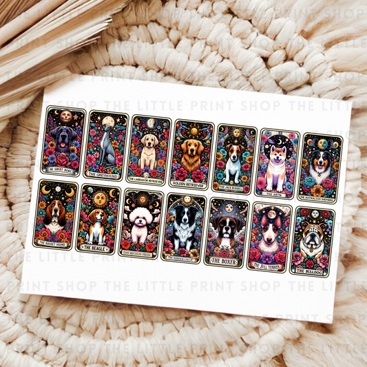 Dog Tarot Cards Design #2 - UV DTF A4 Decal Sheet