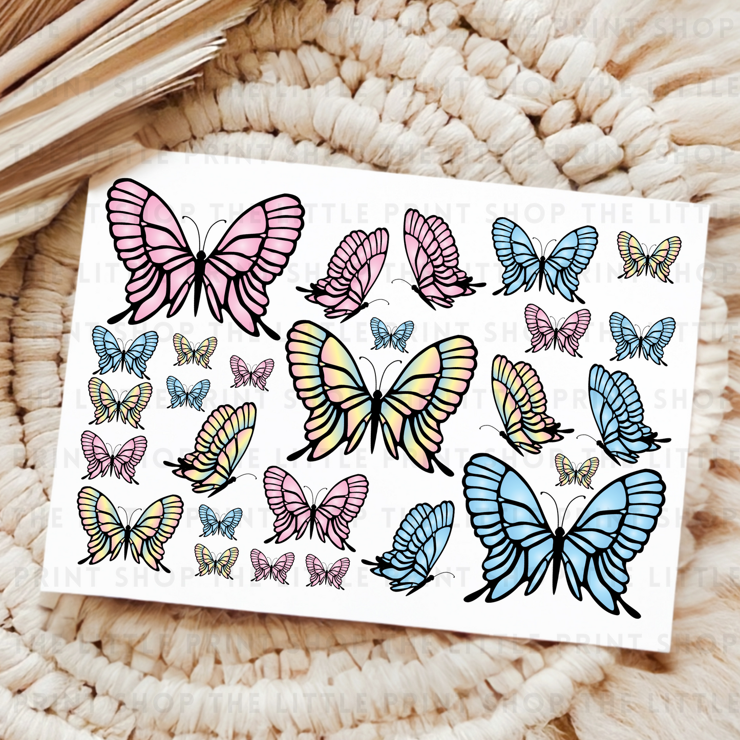 Colourful Butterflies - UV DTF A4 Decal Sheet