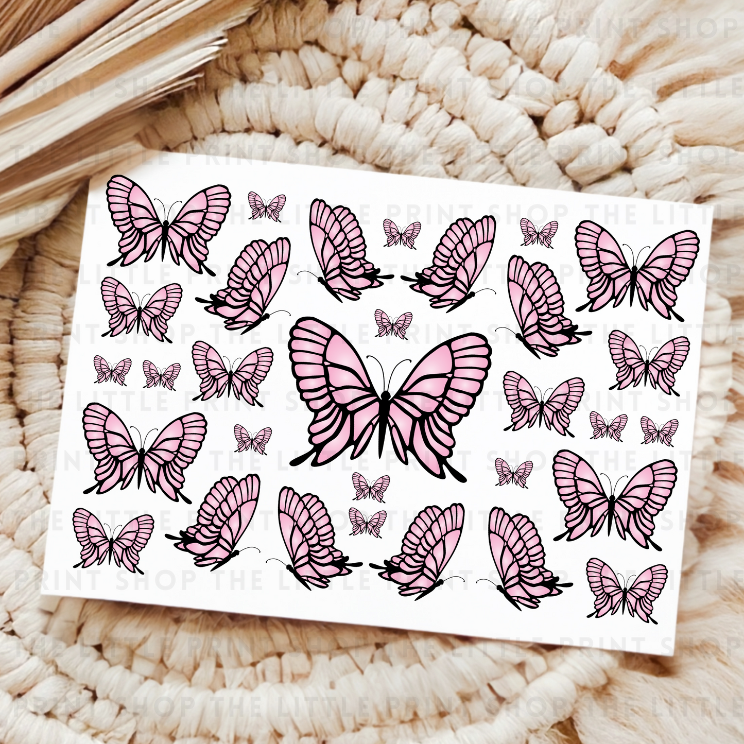 Pink Butterflies - UV DTF A4 Decal Sheet