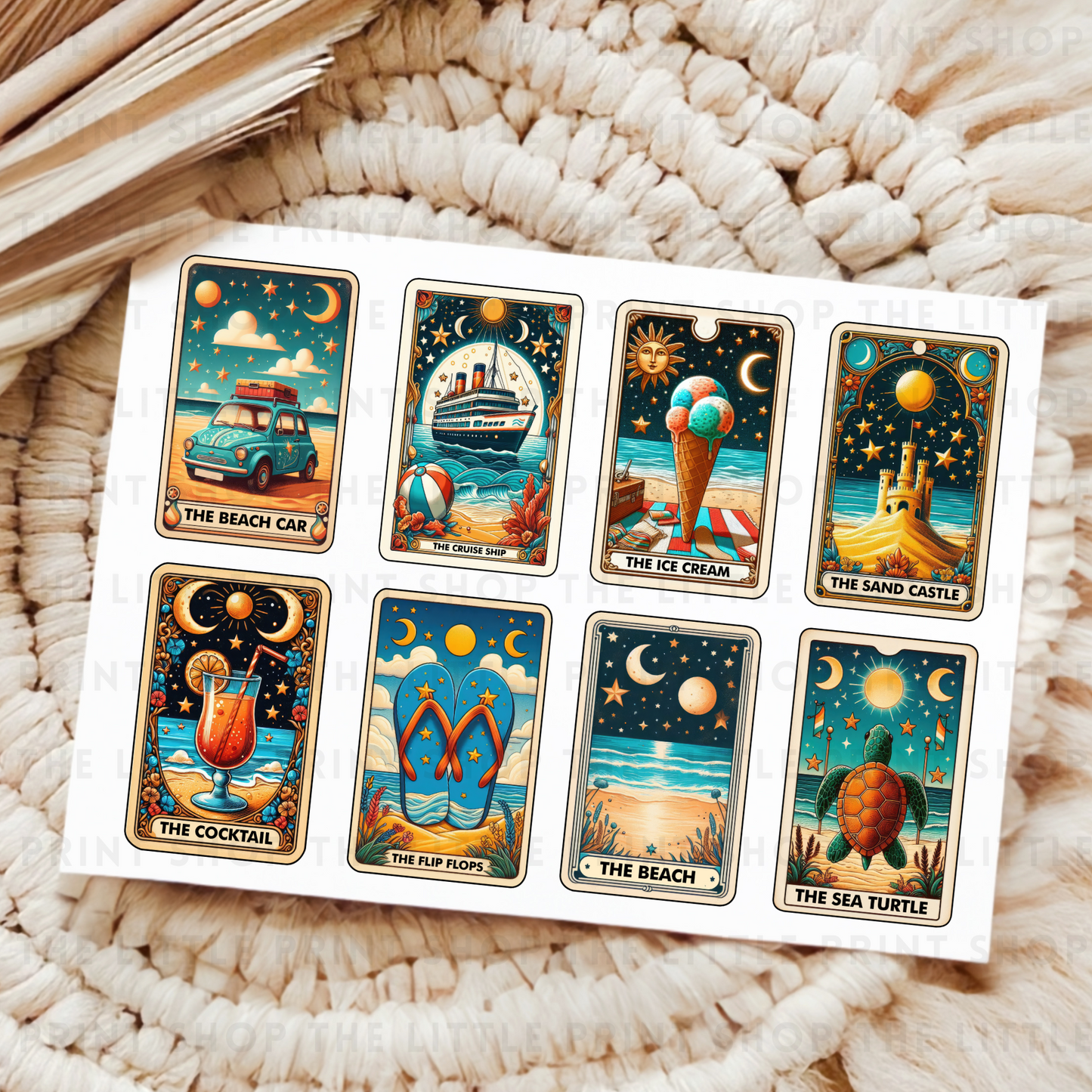 The Summer Tarot Cards - UV DTF A4 Decal Sheet