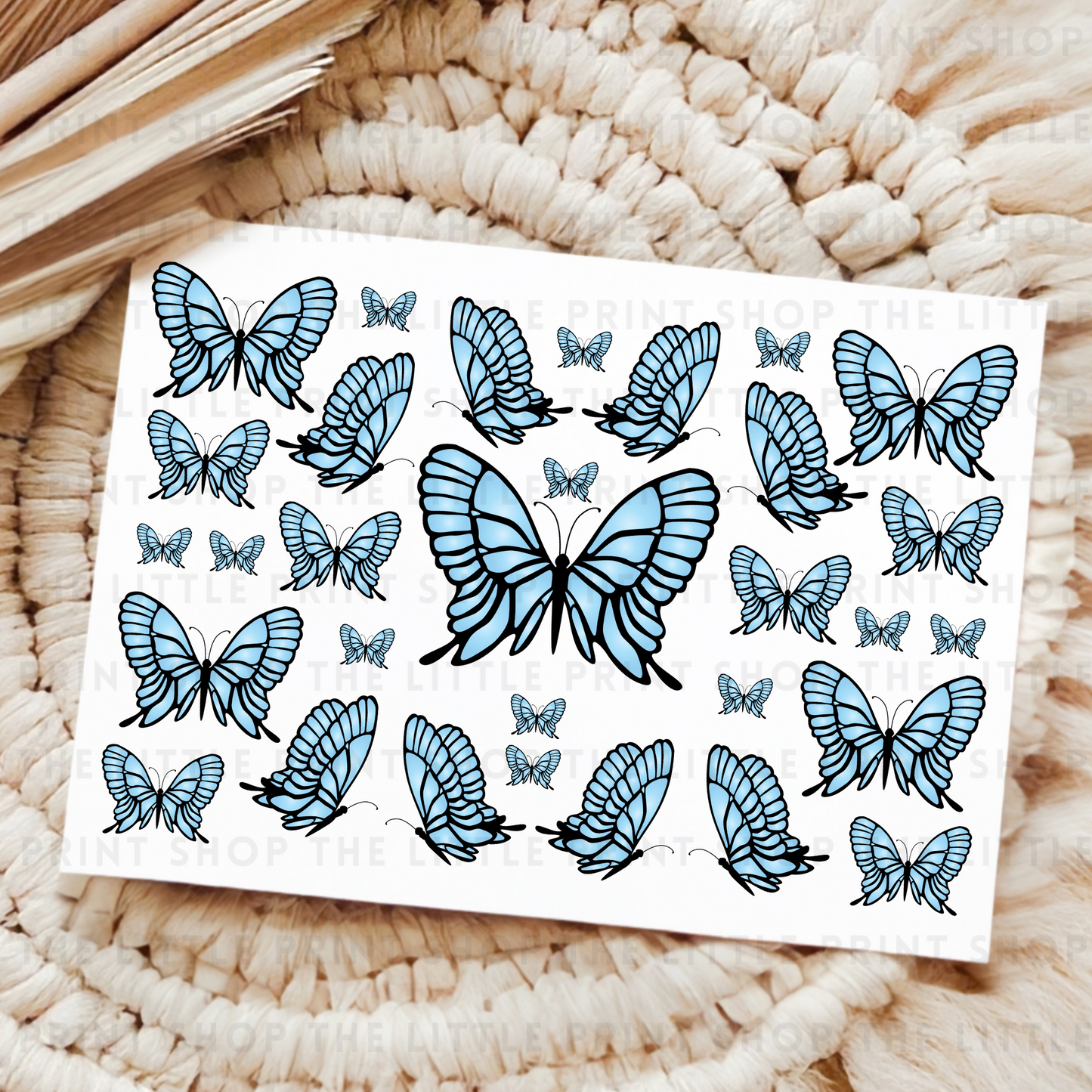 Blue Butterflies - UV DTF A4 Decal Sheet