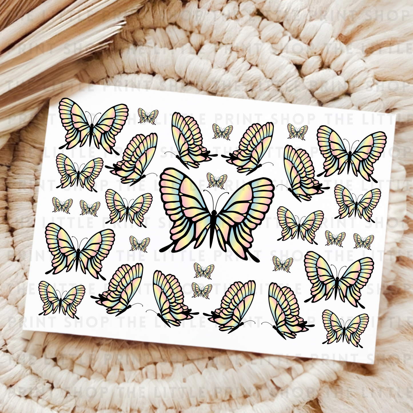 Rainbow Butterflies - UV DTF A4 Decal Sheet