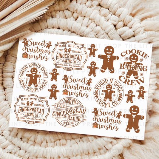 Gingerbread Men - UV DTF A4 Decal Sheet