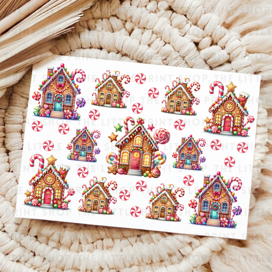 Gingerbread Houses - UV DTF A4 Decal Sheet