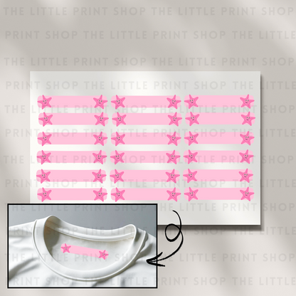 Clothing Label - Star Fish - DTF Transfer Sheet of 18