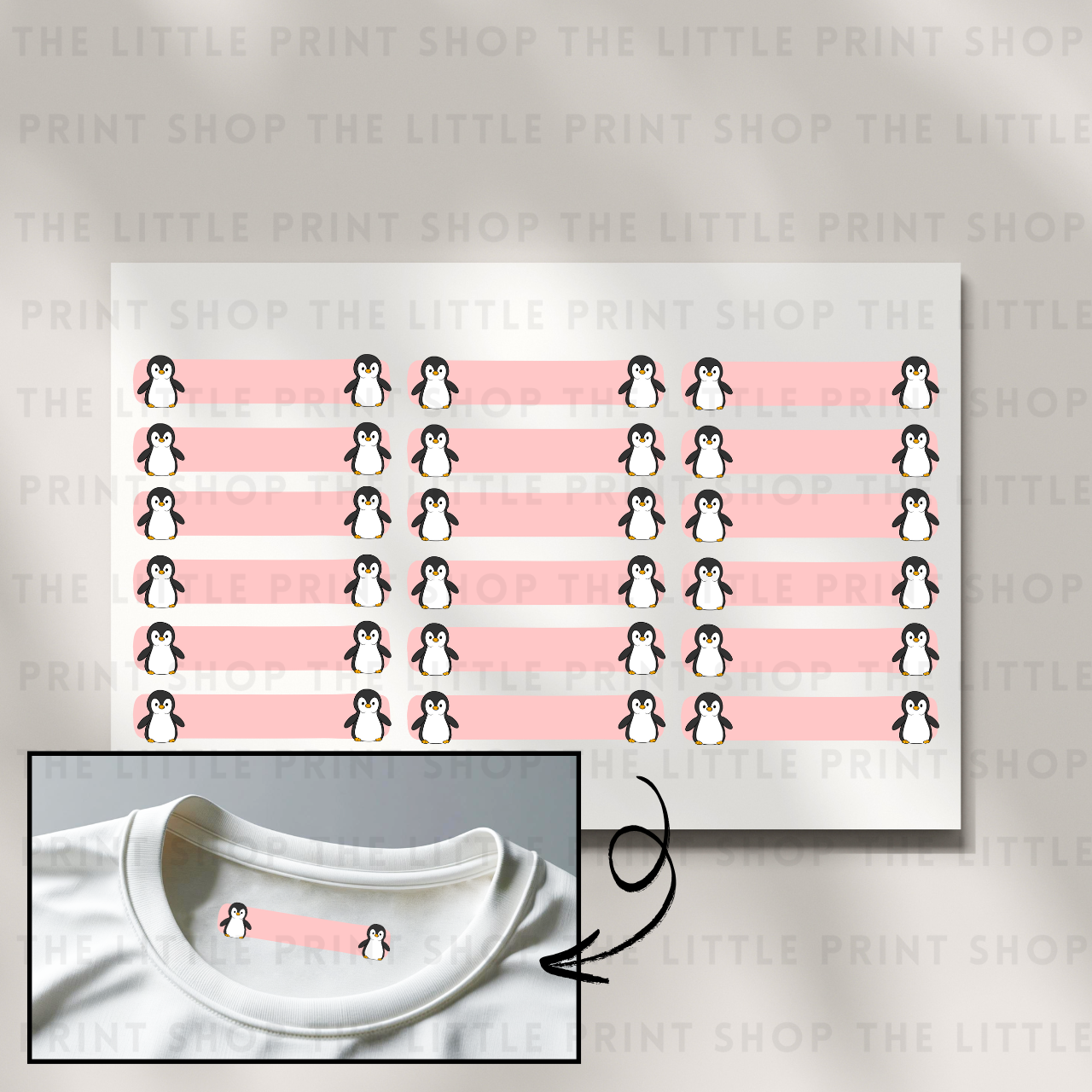 Clothing Label - Penguin - DTF Transfer Sheet of 18