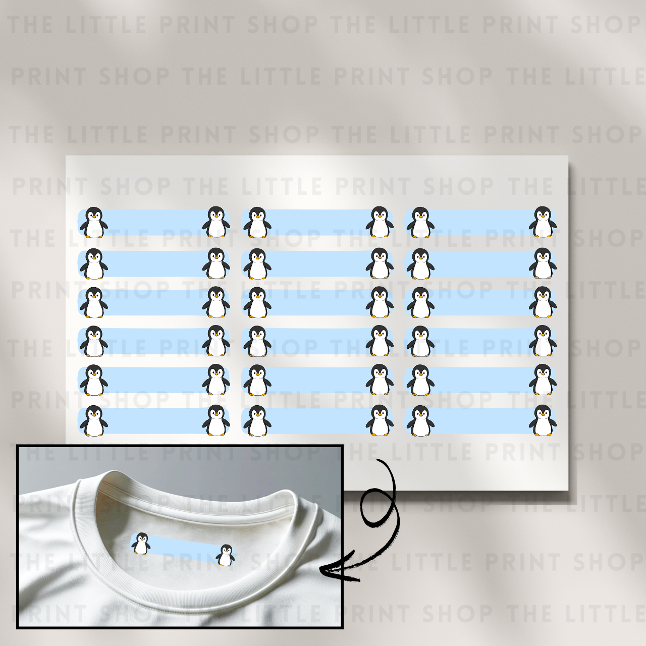 Clothing Label - Penguin - DTF Transfer Sheet of 18