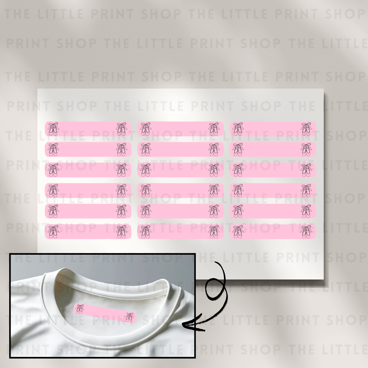 Clothing Label - Ballerina - DTF Transfer Sheet of 18