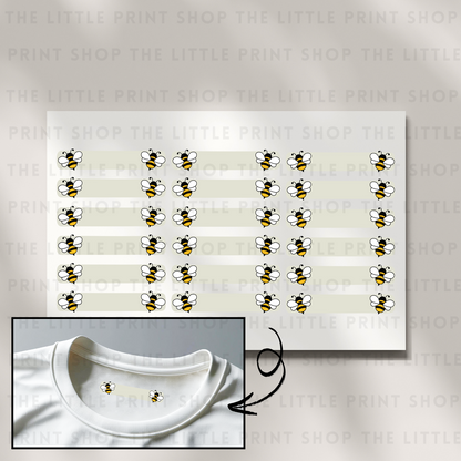 Clothing Label - Bees - DTF Transfer Sheet of 18