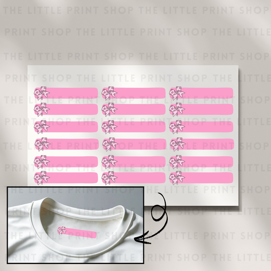 Clothing Label - Bow - DTF Transfer Sheet of 18