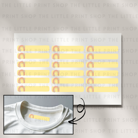 Clothing Label - Rainbow - DTF Transfer Sheet of 18